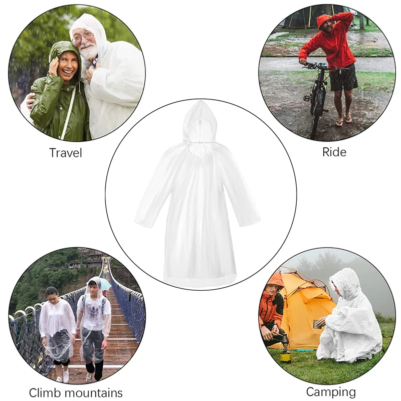 6Pcs Disposable Waterproof Rai - Emergency Poncho Rain 评论和价格