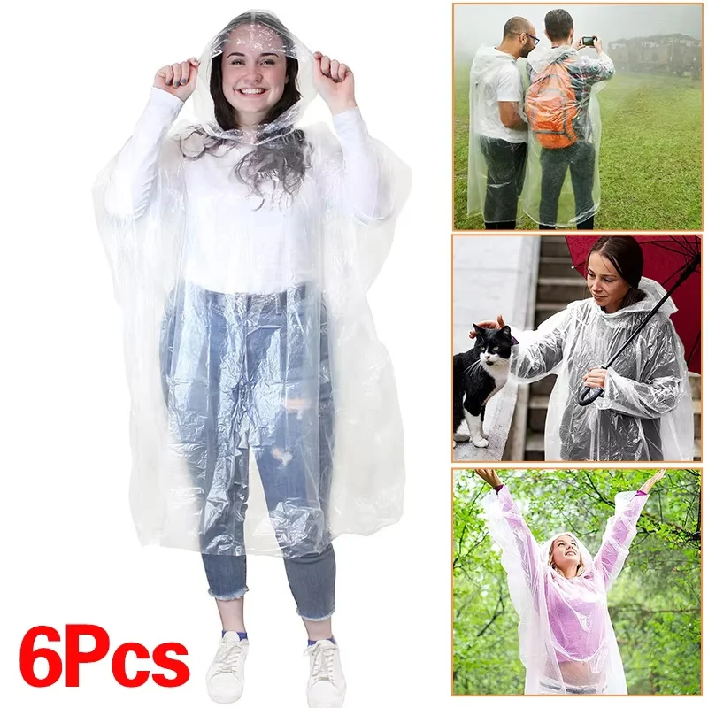 6Pcs Disposable Waterproof Rai - Emergency Poncho Rain 评论和价格