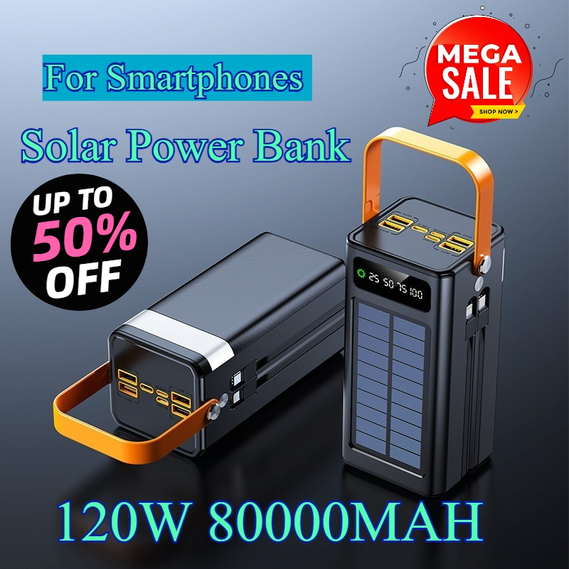 80000mAh Solar Power Bank 120W - Solar Emergency Charger 评论和价格